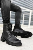 Big King Siyah Hakiki Deri Erkek Postal Bot thumbnail 2