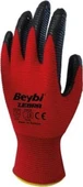 Beybi Zebra Nitril Kaplama Örme Eldiven Kırmızı Işçi Eldiveni Tekli thumbnail 1