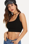 Kadın Siyah Tek Omuz Crop Büstiyer thumbnail 3