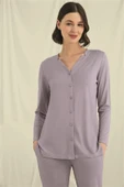 Arias Closet Uzun Kollu Boydan Düğmeli V Yaka Pijama Takımı thumbnail 5