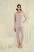 Arias Closet Uzun Kollu Boydan Düğmeli V Yaka Pijama Takımı thumbnail 1