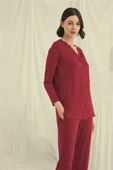 Arias Closet Uzun Kollu Boydan Düğmeli V Yaka Pijama Takımı thumbnail 2