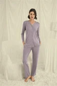 Arias Closet Uzun Kollu Boydan Düğmeli V Yaka Pijama Takımı thumbnail 1