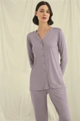 Arias Closet Uzun Kollu Boydan Düğmeli V Yaka Pijama Takımı thumbnail 4