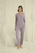 Arias Closet Uzun Kollu Boydan Düğmeli V Yaka Pijama Takımı thumbnail 2