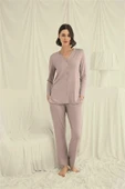 Arias Closet Uzun Kollu Boydan Düğmeli V Yaka Pijama Takımı thumbnail 2
