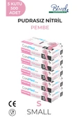 Nitril Pembe Pudrasız Muayene Eldiveni S - 5 Paket 100 lü thumbnail 1