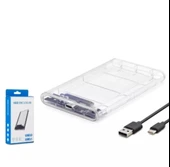 HADRON HDX1766 HDD KUTU TYPE-C3.1 + USB3.0 2.5" TRANSPARENT thumbnail 1