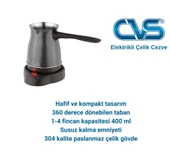 CVS DN 19833 Elektrikli Çelik Cezve Gri thumbnail 2
