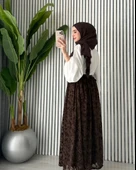 Kadın Astarlı Dantelli Şık Kloş Etek thumbnail 1
