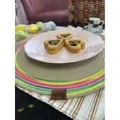 DecoHandy 39cm Neon Renkli Şeritli Jüt Örme Supla Amerikan Servis thumbnail 1