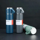 Paslanmaz Çelik Bardaklı Termos Seti 500 ML thumbnail 1