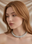 Beyoğlu Taşlı Boru Model Silver Renk Kolye thumbnail 1
