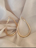 Damla Model Halka Gold Renk Çelik Küpe 6cm thumbnail 3