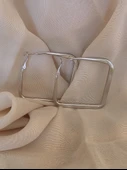 Kare Model Halka Silver Renk Çelik Küpe 5,5cm thumbnail 2