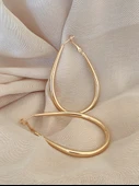 Damla Model Halka Gold Renk Çelik Küpe 6cm thumbnail 2