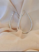 Damla Model Halka  Silver Renk Çelik Küpe 6cm thumbnail 3