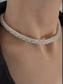 Beyoğlu Taşlı Boru Model Silver Renk Kolye thumbnail 3