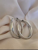 Halka Model Silver Renk Çelik Küpe 5cm thumbnail 2
