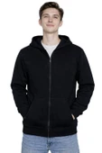 Kapüşonlu Fermuarlı Sweatshirt / Siyah thumbnail 1