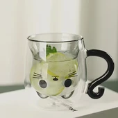 Kedi Figürlü Çift Cidarlı Cam Bardak thumbnail 2