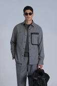 Lufian Hard Erkek Gri Basic Slim Fit Gömlek 112010651 thumbnail 3
