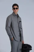 Lufian Hard Erkek Gri Basic Slim Fit Gömlek 112010651 thumbnail 1
