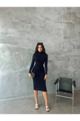 Sandy Kumaş Lacivert Dar Kalıp Elbise thumbnail 3