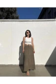 Astarlı Haki Katlı Uzun Etek thumbnail 10