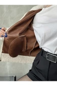Deri Detaylı Peluş Mont thumbnail 4