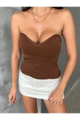 Straplez Kadın Crop Bluz thumbnail 4