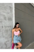 Straplez Kadın Crop Bluz thumbnail 7