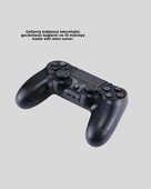 Bluetooth Kablosuz PS4 Gamepad Çift Motorlu Siyah Controller thumbnail 5