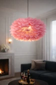 Luna Lighting Flora Model Pembe Tüylü Modern Sarkıt Tekli Avize thumbnail 1