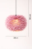 Luna Lighting Flora Model Pembe Tüylü Modern Sarkıt Tekli Avize thumbnail 2