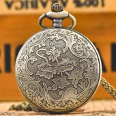 Vintage Köstekli Çarklı İşlemeli Bronz Cep Saati thumbnail 7