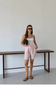 Müslin kumaş şort bağcıklı pembe pt thumbnail 5