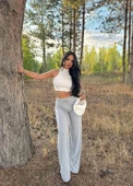 Fitilli şardonlu pantolon gri thumbnail 3