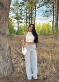 Fitilli şardonlu pantolon gri thumbnail 4