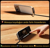 Type-C den Type-C 240W Extra Dayanıklı Super Hızlı 480 mps Veri Aktarımı Hem Stand Hem Şarj Kablosu Birarada thumbnail 3
