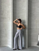 Pileli keten pantolon thumbnail 2
