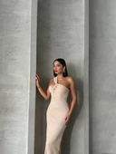Tek omuz pliseli elbise thumbnail 6