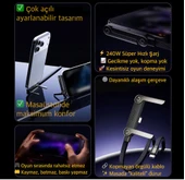 Type-C den Type-C 240W Extra Dayanıklı Super Hızlı 480 mps Veri Aktarımı Hem Stand Hem Şarj Kablosu Birarada thumbnail 1