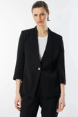 Ekol Kadın Tek Düğmeli Siyah Blazer Ceket 04128 thumbnail 3
