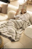 Cotton Collection Tv Battaniyesi Gri thumbnail 1