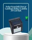 Sensörlü 20 Led Solar Duvar Lambası 3 Metre Algılama Mesafesi thumbnail 1