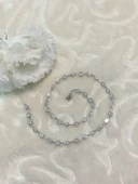 Taşlı İthal Choker Tasma Gümüş Kolye thumbnail 3