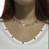 Yakut Taşlı Pullu Gümüş Kolye thumbnail 3