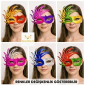 6’lı Çift Renkli Venedik Karton Parti Maskesi Seti thumbnail 2