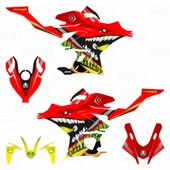 2019 Rossi Shark Design Kırmızı Sticker Set thumbnail 2